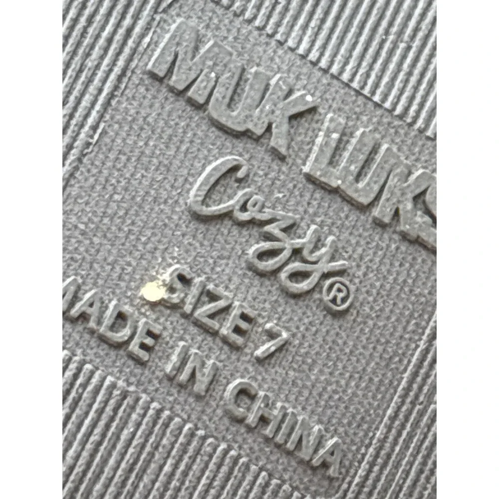Muk Luks Cozy Women Size 7 Cable Knit Fair Isle Faux Fur Lined Boots Grey